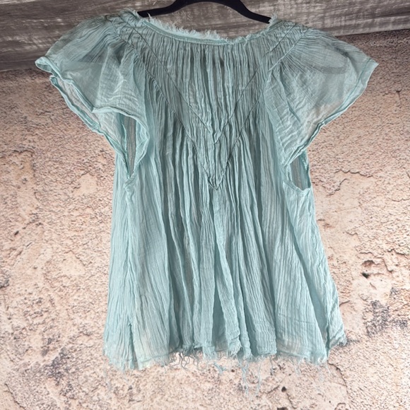 Free People Women's Shirt medium Elegant Blue Women's Top. Runs oversized A55 - Picture 6 of 7